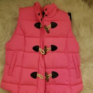 Neon pink puffer vest :)